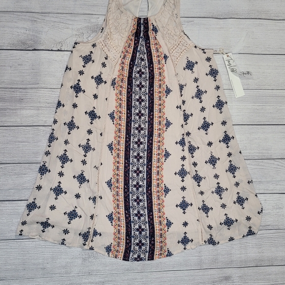 Boho Mini Dress Sleeveless Ivory Taylor & Sage Juniors Size Small - Picture 6 of 12